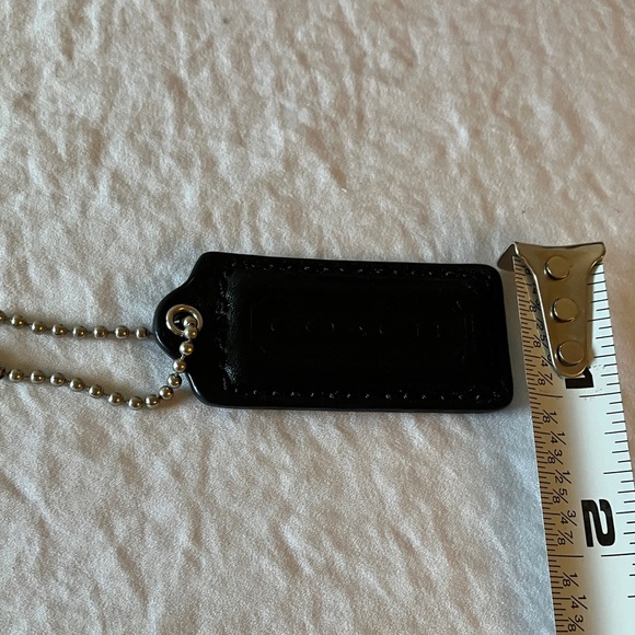Coach: Black Leather Key Fob Hang Tag/Charm- Silver Tone - Picture 11 of 12